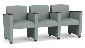 Lobby & Guest Chairs - Wood Lesro Polyurethane 3 Seats with Center Arms