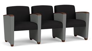 Lobby & Guest Chairs - Wood Lesro 3 Seats with Center Arms, Upholstered Seat, Back and Arms