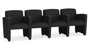 Lobby & Guest Chairs - Wood Lesro Polyurethane 4 Seats with Center Arms