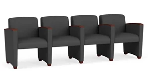 Lobby & Guest Chairs - Wood Lesro Polyurethane 4 Seats with Center Arms