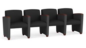 Lobby & Guest Chairs - Wood Lesro 4 Seats with Center Arms, Upholstered Seat, Back and Arms