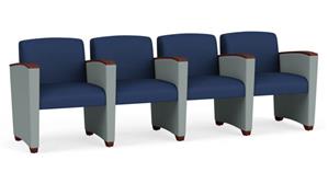 Lobby & Guest Chairs - Wood Lesro 4 Seats with Center Arms, Upholstered Seat, Back and Arms