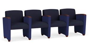 Lobby & Guest Chairs - Wood Lesro 4 Seats with Center Arms, Upholstered Seat, Back and Arms