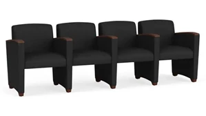 Lobby & Guest Chairs - Wood Lesro Polyurethane 4 Seats with Center Arms