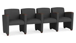 Lobby & Guest Chairs - Wood Lesro Polyurethane 4 Seats with Center Arms