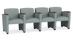 Lobby & Guest Chairs - Wood Lesro Polyurethane 4 Seats with Center Arms