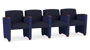 Lobby & Guest Chairs - Wood Lesro 4 Seats with Center Arms, Upholstered Seat, Back and Arms