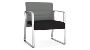 Lobby & Guest Chairs - Metal Lesro Oversize Guest Chair, Upholstered Seat, Upholstered Back, Sled Base