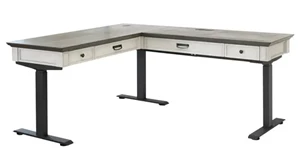 Standing Desks - Electronically Adjustable Martin Furniture Electric Sit/Stand L-Desk and Return