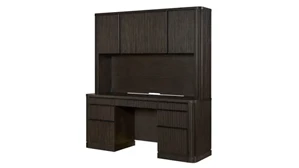 Stand-Alone Desks with Hutch Martin Furniture Executive Credenza and Hutch - Fully Assembled