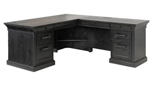 L Shaped Double Pedestal Desks Martin Furniture Traditional Executive Wood Double Pedestal L-Desk