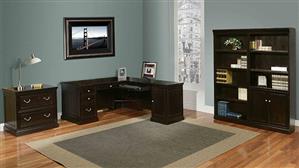 Executive Desks Martin Furniture L Desk with File & Bookcase Storage