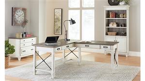 Office Suites Martin Furniture L Shaped Desk with Lateral File & Bookcase with Doors