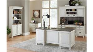 Office Suites Martin Furniture Executive Desk with Lateral File, Credenza with Hutch & Bookcase with Doors