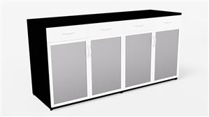 Storage Credenzas WFB Designs 72in W x 24in D x 36in H Two-Tone Buffet Credenza with Glass Doors