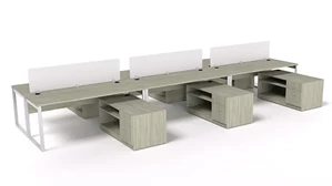 Benching WFB Designs 6 Person Benching Workstation with Low Storage
