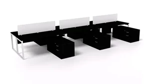 Benching WFB Designs 6 Person Benching Workstation with Low Storage