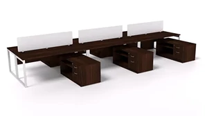 Benching WFB Designs 6 Person Benching Workstation with Low Storage