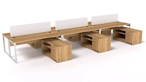 Benching WFB Designs 6 Person Benching Workstation with Low Storage