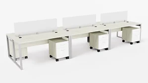 Benching Maverick Office Solutions Benching Workstation with Mobile File Cabinets 6 Person