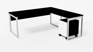 L Shaped Single Pedestal Desks WFB Designs 72in W x 72in Metal Leg L-Desk with Mobile Pedestal