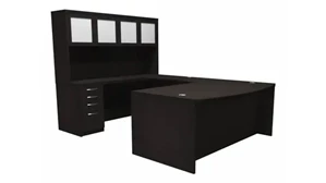 U Shaped Desks with Hutch Mayline Office Furniture Bowfront U Shaped Desk with Hutch