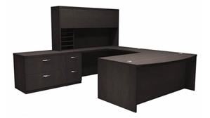 U Shaped Double Pedestal Desks Mayline Office Furniture 72" Bow Front U Shaped Desk with Additional Storage