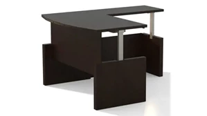 Standing Desks - Electronically Adjustable Mayline Office Furniture Height-Adjustable 6ft Bow Front L-Desk