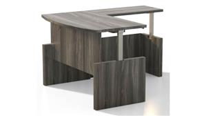 Standing Desks - Electronically Adjustable Mayline Office Furniture Height-Adjustable 6ft Bow Front L-Desk