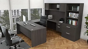 U Shaped Desks with Hutch WFB Designs 71in x 35in Desk Top