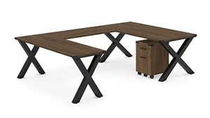 U Shaped Single Pedestal Desks WFB Designs 60in x 102in L-Desk