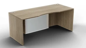 Stand-Alone Desk Shells WFB Designs 71in x 30in Desk w/ Curve User Side and Glass Modesty Panel