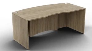 Stand-Alone Desk Shells WFB Designs 71in x 36in Bow Front Desk w/ Curve User Side and Step Laminate Modesty Panel