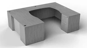 U Shaped Single Pedestal Desks WFB Designs U-Desk 71in W x 102in D with 1 Pedestal