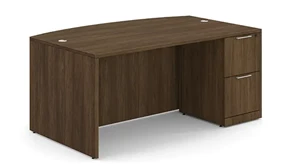 Stand-Alone Single Pedestal Desks WFB Designs 72in x 36/41in Single Pedestal Bow Front Desk
