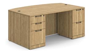 Executive Desks WFB Designs 72in x 36/41in Couble Pedestal FF/BBF Bow Front Desk