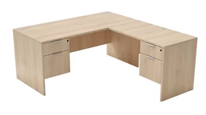 L Shaped Double Pedestal Desks WFB Designs L-Desk 60in x 78in Double Hanging Pedestal Half Modesty