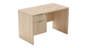 Stand-Alone Single Pedestal Desks WFB Designs Single Pedestal Desk 45in x 24in Oak Laminate Modesty Panel