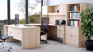 U Shaped Desks with Hutch WFB Designs 71in x 97in U-Shape Double Pedestal Desk w/ 20"d Bridge Office Suite