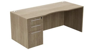 Stand-Alone Single Pedestal Desks WFB Designs Bow-Front Desk 71in W x 36in D with 1 Pedestal