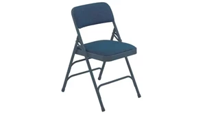 Folding Chairs National Public Seating Fabric Upholstered Premium Folding Chair with Triple Brace Double Hinge