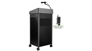 Lecterns National Public Seating Lectern with Sound and Wireless Tie Clip/Lavalier Mic