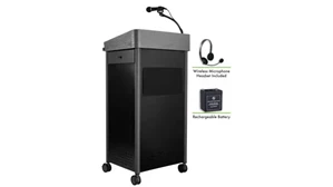 Lecterns National Public Seating Lectern with Sound, Rechargeable Battery, Wireless Headset Mic