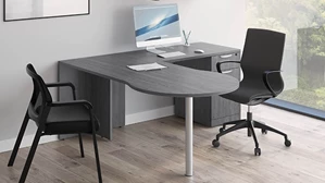 L Shaped Single Pedestal Desks PBD Furniture 71in x 78in Single BoxBoxFile Ped Conference Bullet L-Desk