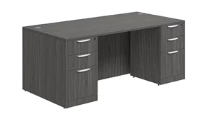 Stand-Alone Double Pedestal Desks PBD Furniture Double Pedestal Desk 71in x 24in Laminate with 2 Box/Box/File Pedestals