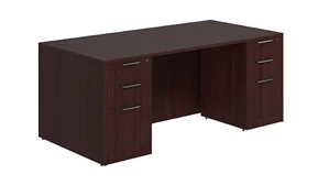 Stand-Alone Double Pedestal Desks PBD Furniture Double Pedestal Desk 66in x 30in Laminate 2 Locking Pedestals