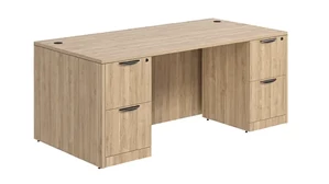 Stand-Alone Double Pedestal Desks PBD Furniture Double Pedestal Desk 60in x 30in Laminate with 2 File/File Pedestals