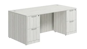 Stand-Alone Double Pedestal Desks PBD Furniture Double Pedestal Desk 66in x 24in Laminate with 2 File/File Pedestals