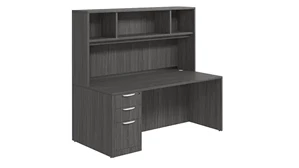Stand-Alone Desks with Hutch PBD Furniture Desk 60in W x 30in D with Hutch and 1 Pedestal