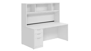 Stand-Alone Desks with Hutch PBD Furniture Single Pedestal Desk 60in x 24in Laminate with Open Hutch
